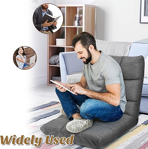 Miniatura 27 de Giantex Sofá ajustable para juegos de piso, acolchado de 14 posiciones, plegable, reclinable perezoso, esponja de alta resistencia, tela de algodón