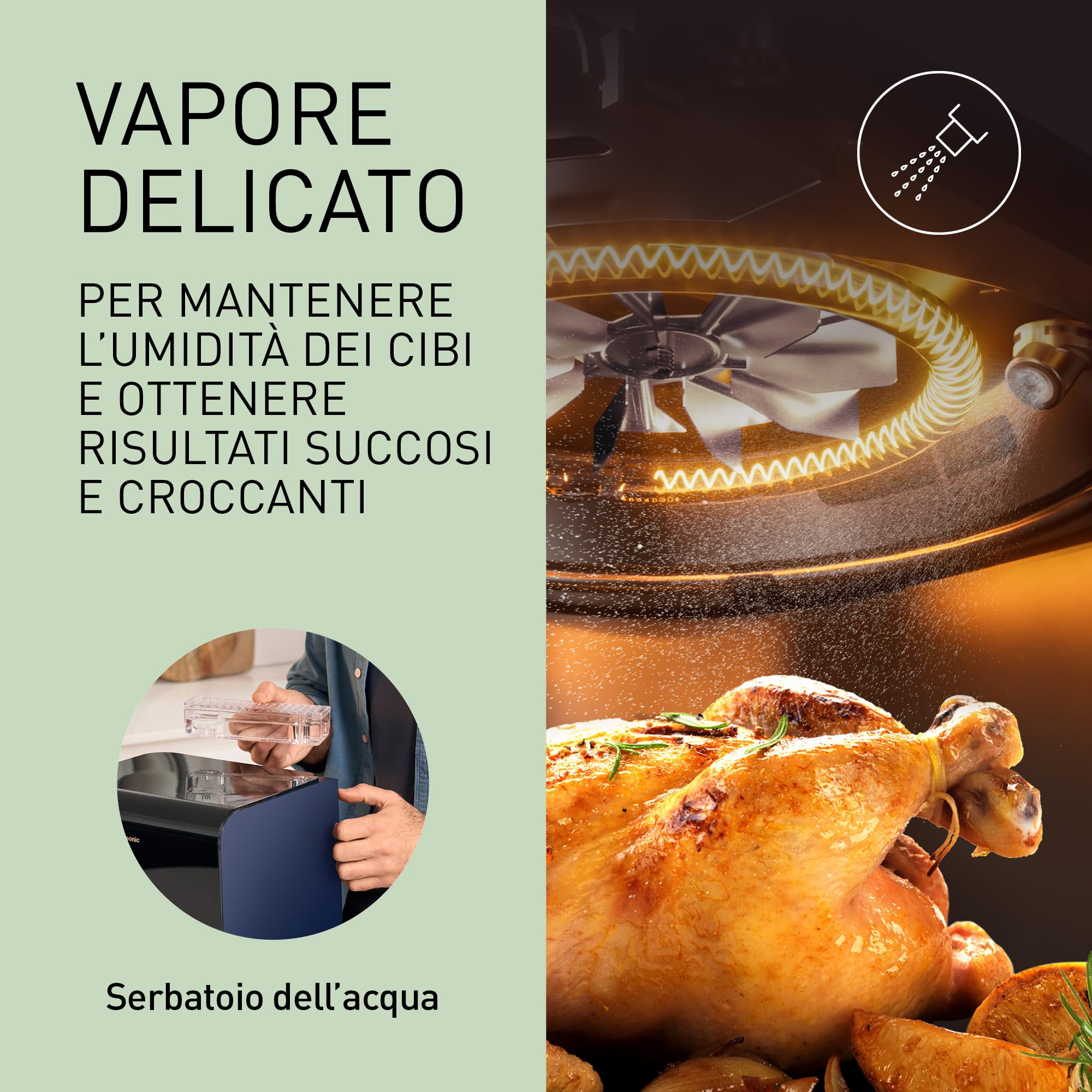 Panasonic NF-CC600AXE Friggitrice ad Aria con Finestra trasparente resistente, 6L, 80-200°C, Timer Digitale e LCD, Vapore Delicato, 11 Programmi, Facile Pulizia, Maniglia Nero/Blu Scuro e Oro Rosa