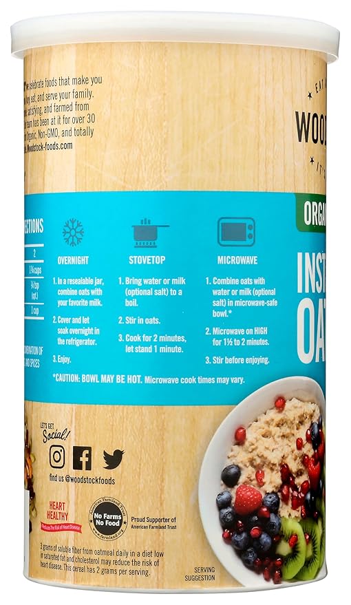 Avena Instantánea Orgánica Woodstock - Pack de 12 - 16 oz miniatura 5