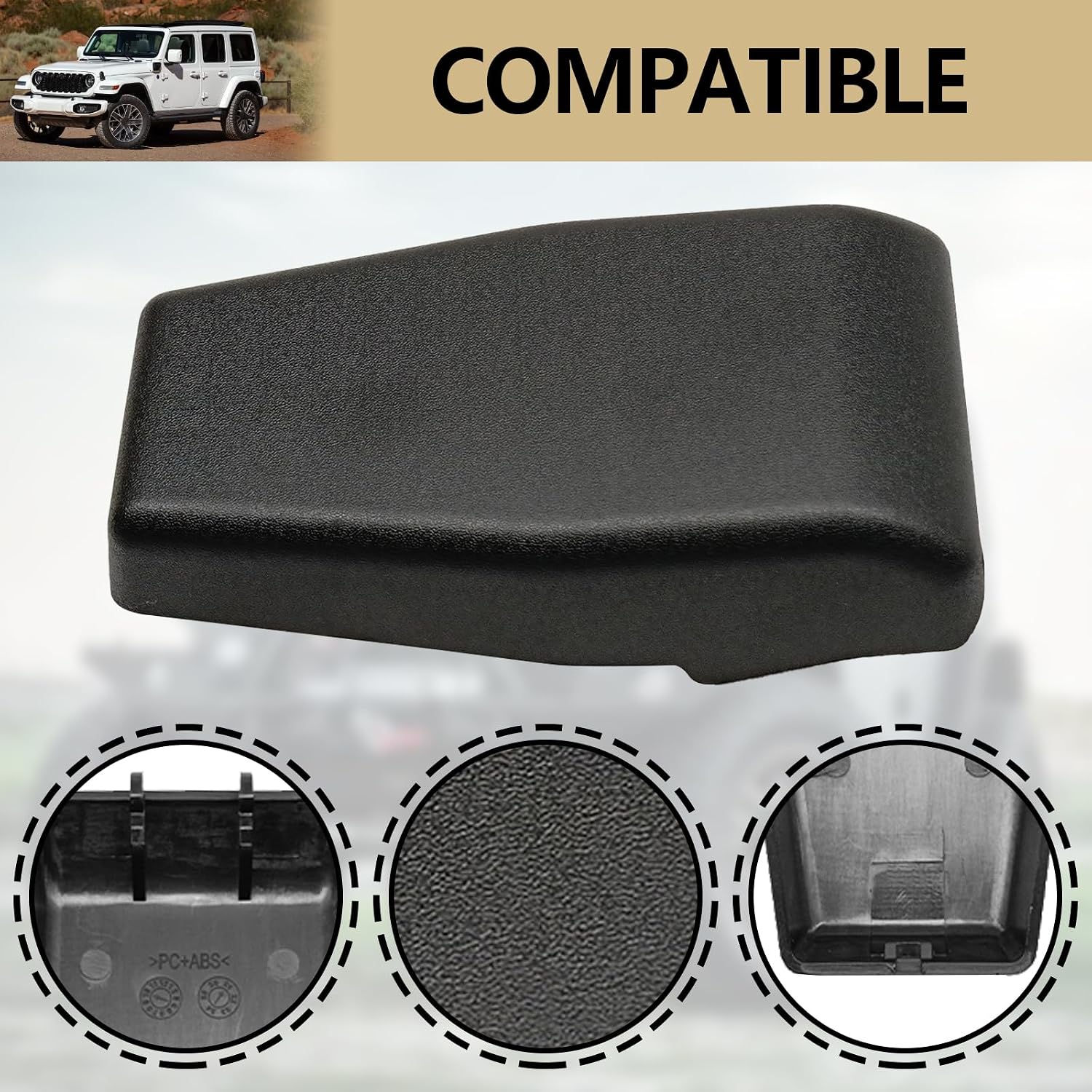 68140033AA Hinge Liftgate Glass Hinge Trim Cover Compatible with JP 2007-2018 Wrangler JK JKU, Rear Window Black 2PCS