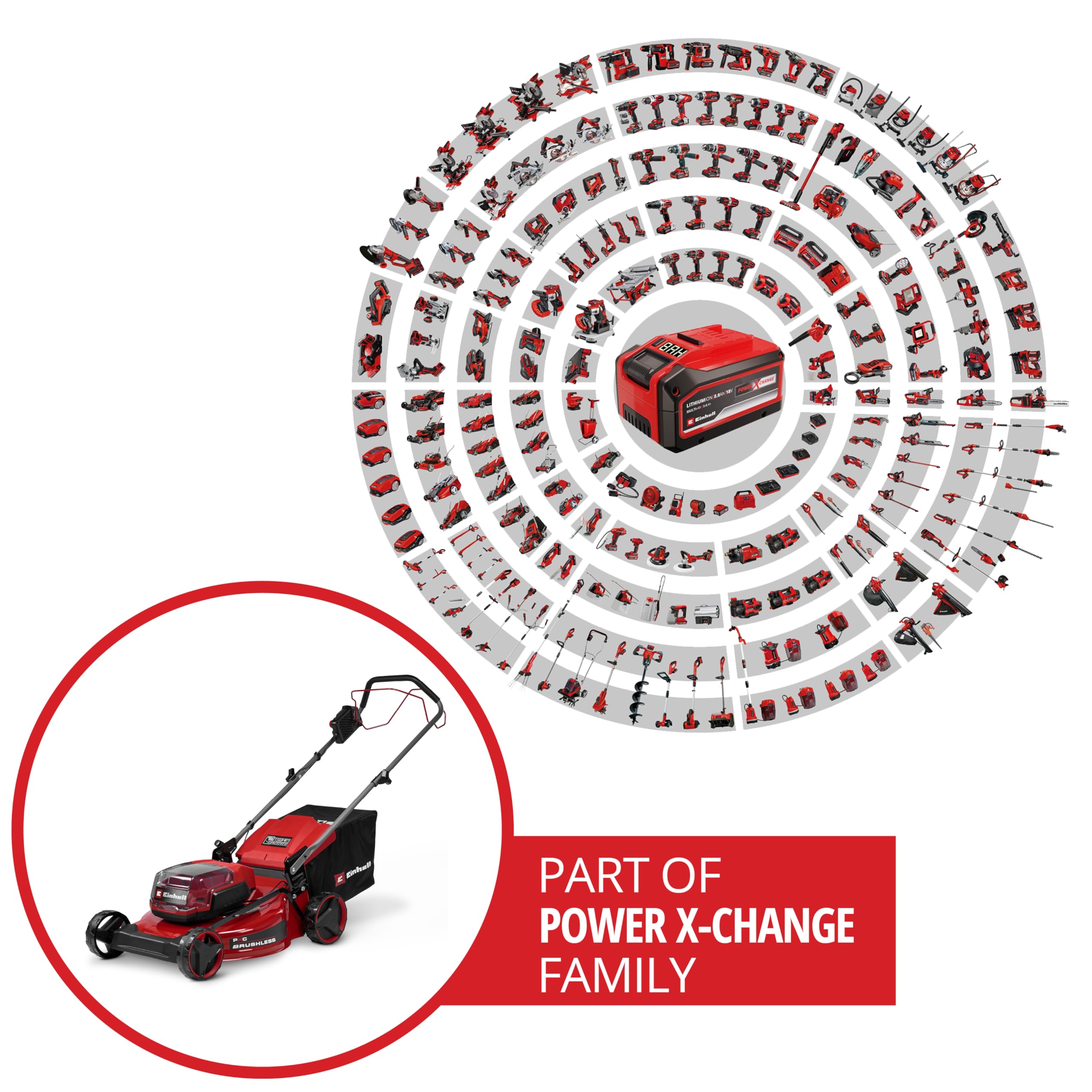 Einhell cortacésped con batería GC-CM 36/51 S Li BL (2x5,2Ah) Power X-Change (36 V, 51 cm de Ancho de Corte, hasta 750 m², Brushless, Cesta colectora 50 L, Incl. 2 baterías 5,2 Ah + Twincharger)
