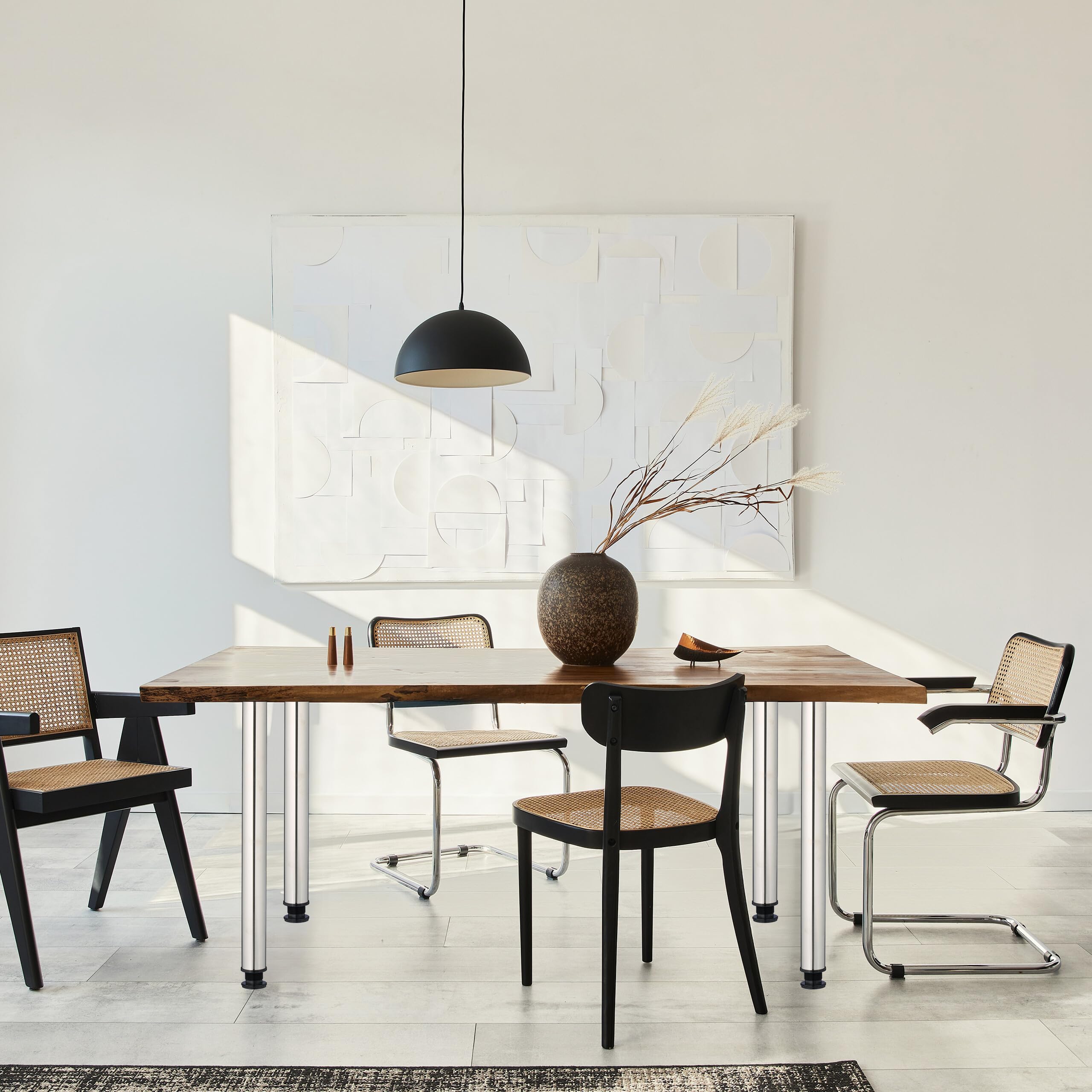 Relaxdays Patas para Mesa, Set de 4, 71x6 cm, Acero Inoxidable, Soportes Tablero Comedor, Escritorio, Regulables, Plata