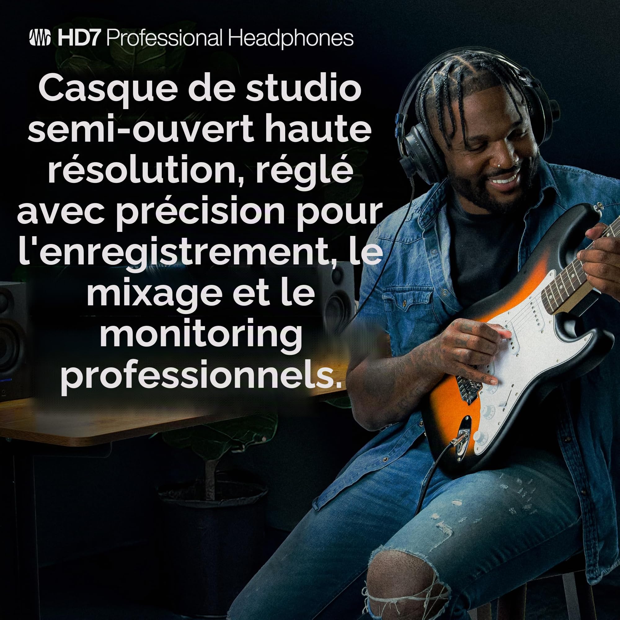 PreSonus HD7 Casque Studio Semi-Ouvert pour Enregistrement, Lecture et Surveillance, Diffusion et Podcasting