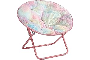 Heritage Kids Rainbow Faux Fur Foldable Saucer Chair for Girls