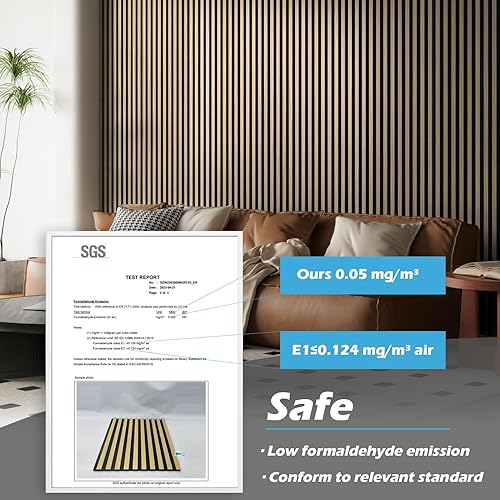 Miniatura 6 de Art3d Paquete de 2 paneles acústicos de madera de 94.5 x 24 pulgadas para pared, paneles de listones de madera insonorizados de 31 pies cuadrados,