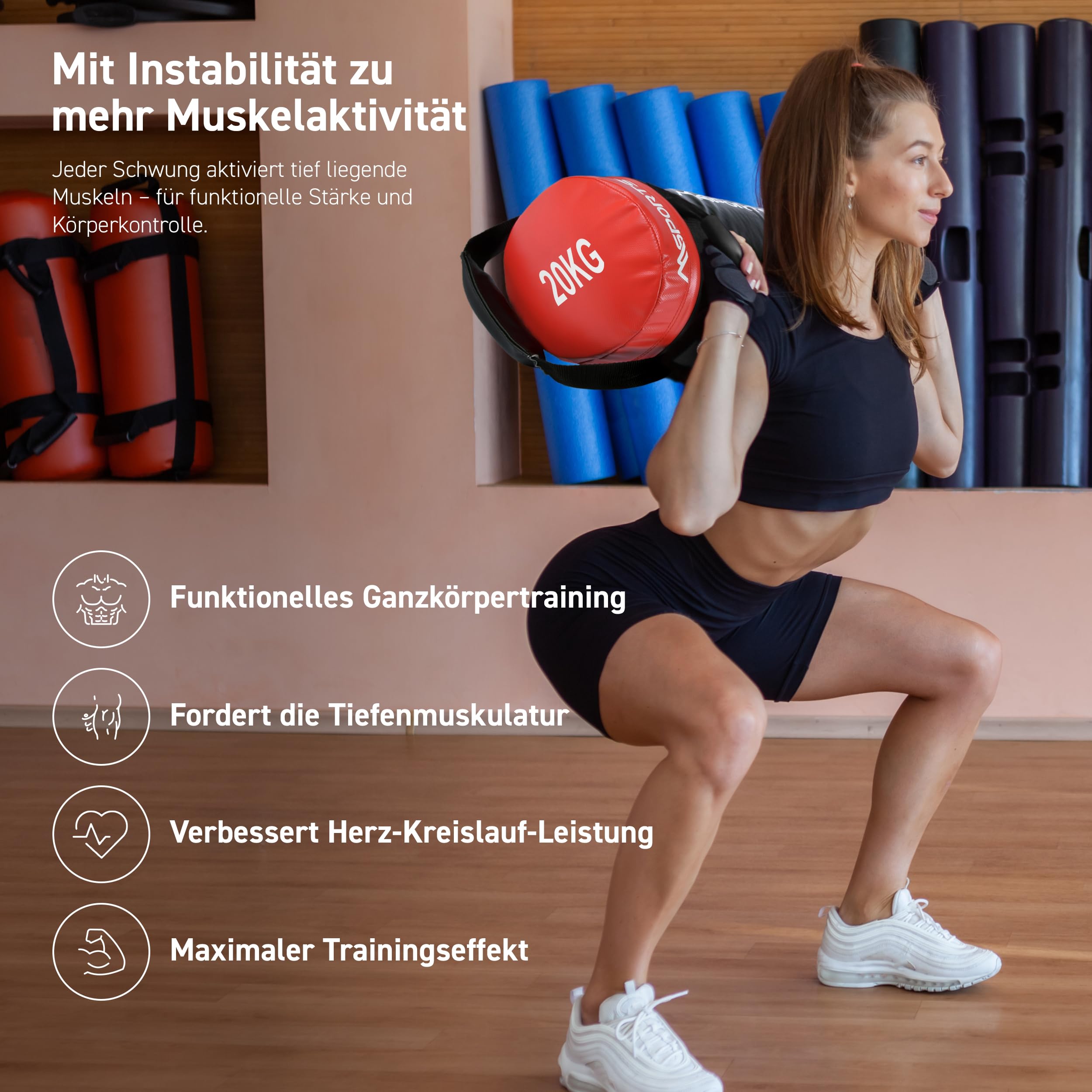 MSPORTS Power Bag Premium worek fitness 5-30 kg – worek na piasek do funkcjonalnego worka fitness