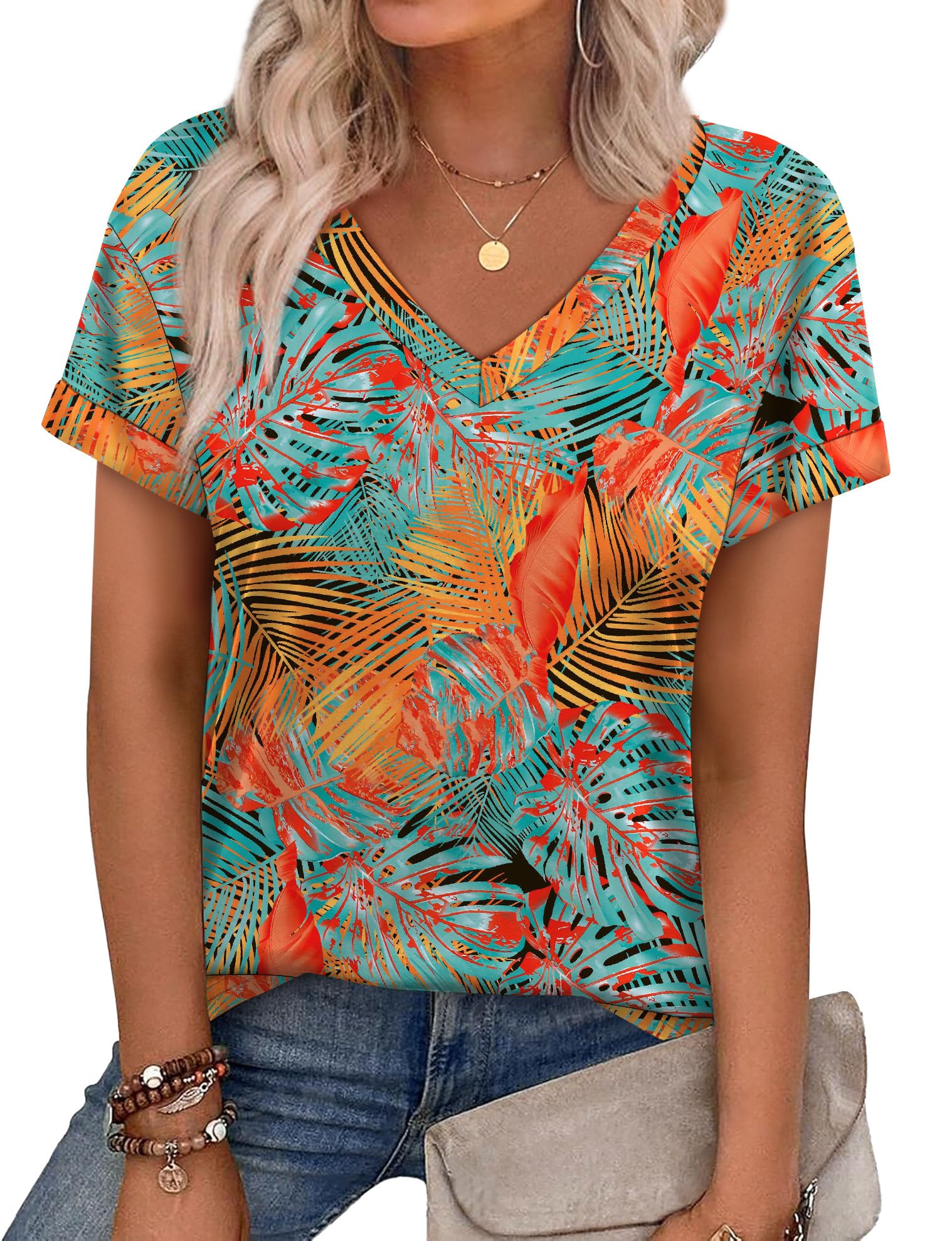 WEESO Cute V-Neck Short Sleeve T-Shirt: Ideal Casual Summer Blouse