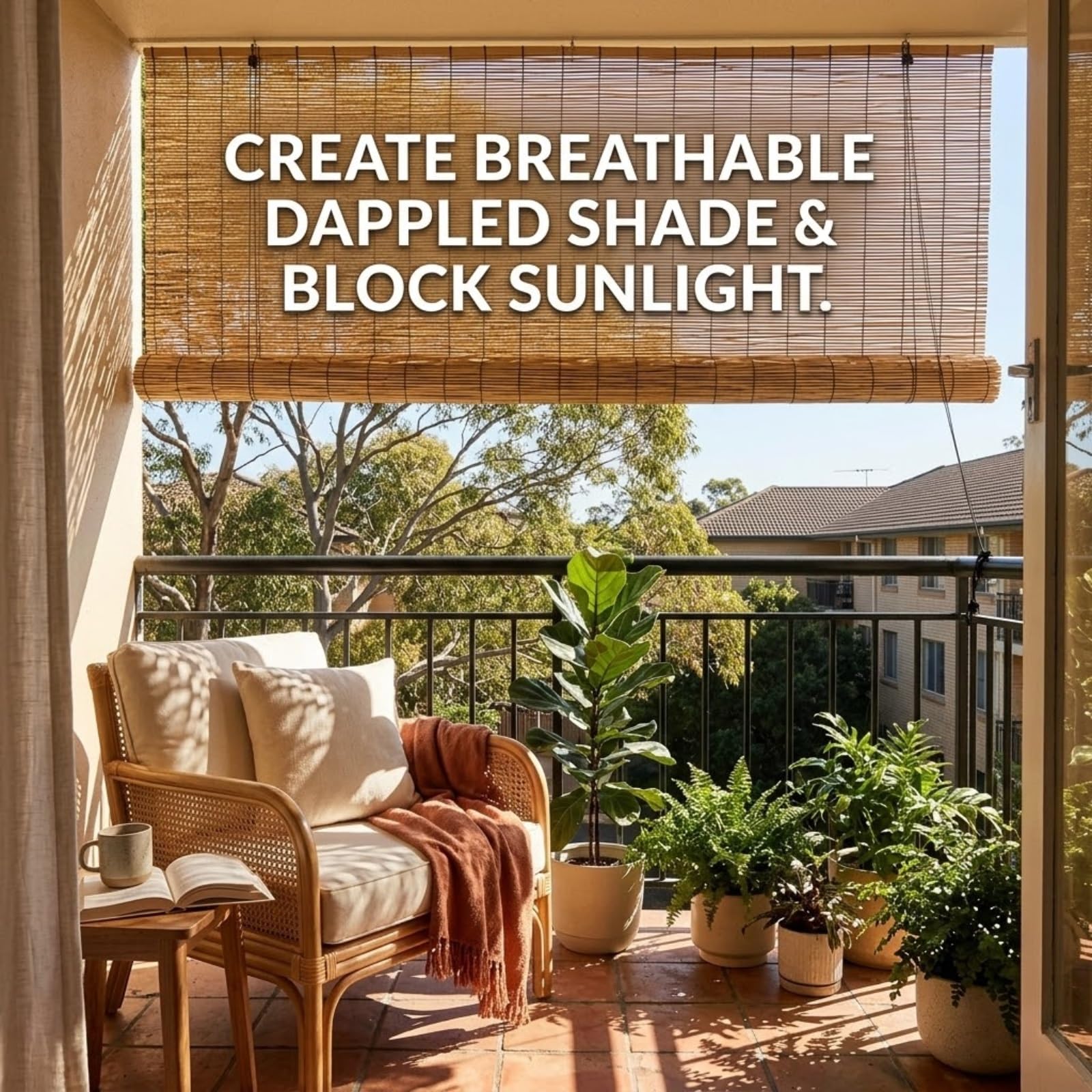 Canisse Brise Vue en Roseau Naturel, Palissade Jardin Extérieur et Balcon, Cache Vue pour Terrasse et Pergola, Brise-Vent Robuste et Durable, Aspect Bois, 122x488 cm(Brun,1.22 m H x 6.25 m L)