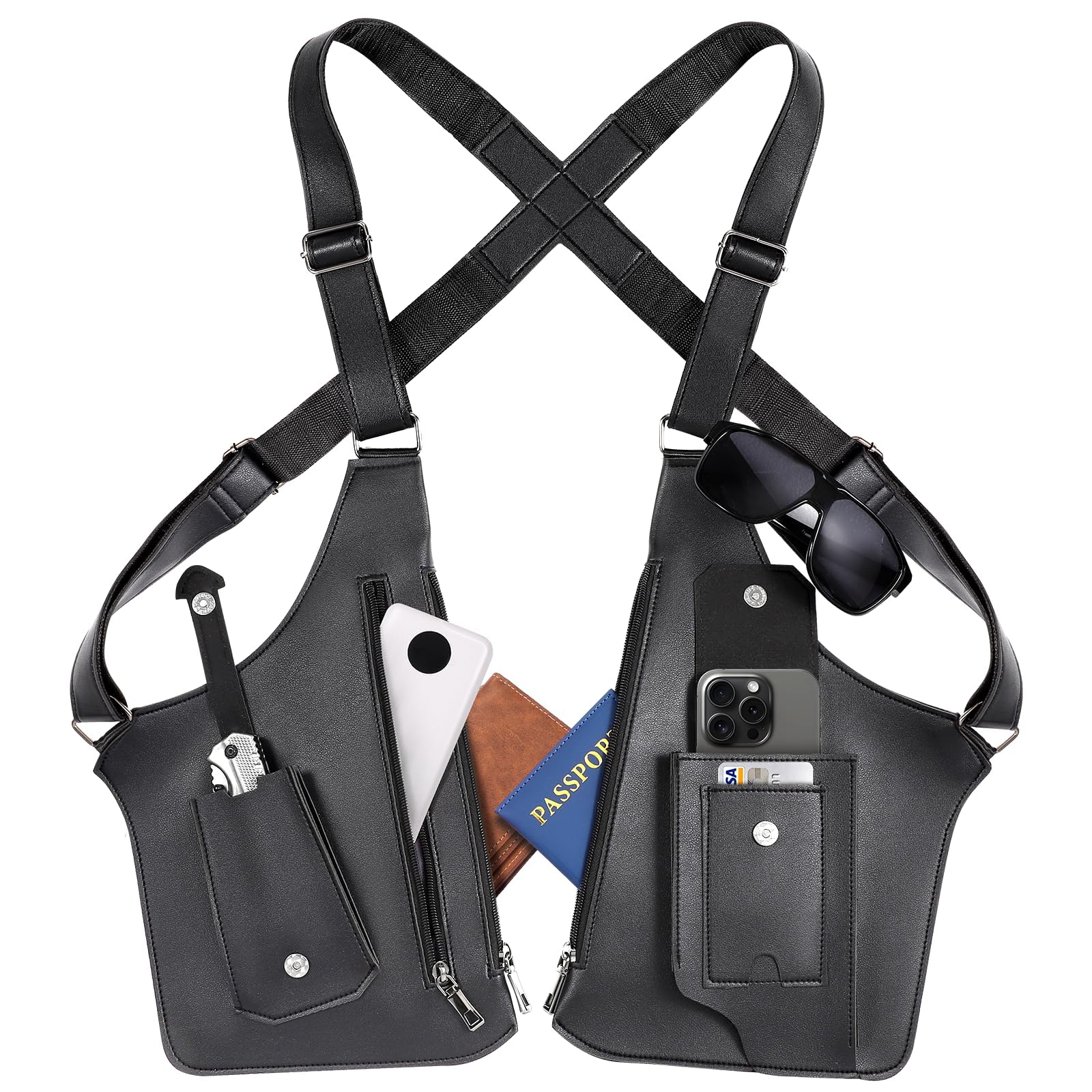Large Double Chest Bag for Men, Shoulder Armpit Bag, Anti-Theft Underarm Holster Bag, Vintage Concealed Carry Bag for Men-image-13