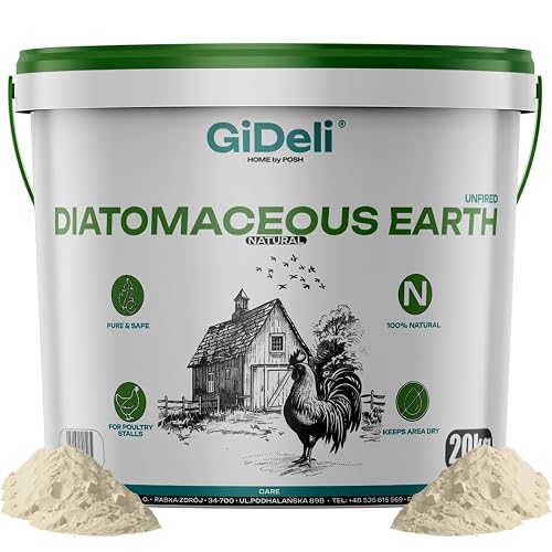 GiDeli Tierra de diatomeas de 20 kg en cubo, tierra de diatomeas para pollos y jardín
