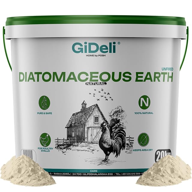 GiDeli Tierra de diatomeas de 20 kg en cubo, tierra de diatomeas para pollos y jardín
