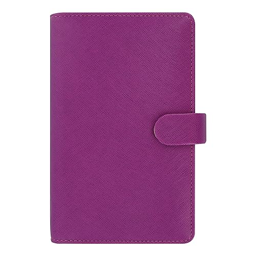 Filofax Saffiano Organizer, Personal Compact Size, Raspberry - Cross-Grain, Leather-Look, Six Rings, Week-to-View Calendar Diary, Multilingual, 2024 (C022475-24)