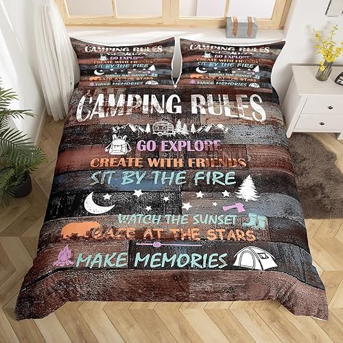 Miniatura 10 de Erosebridal Juego de funda de edredón para auto de cámper, tamaño individual, diseño de acuarela retro, verde, funda de edredón de 2 piezas con