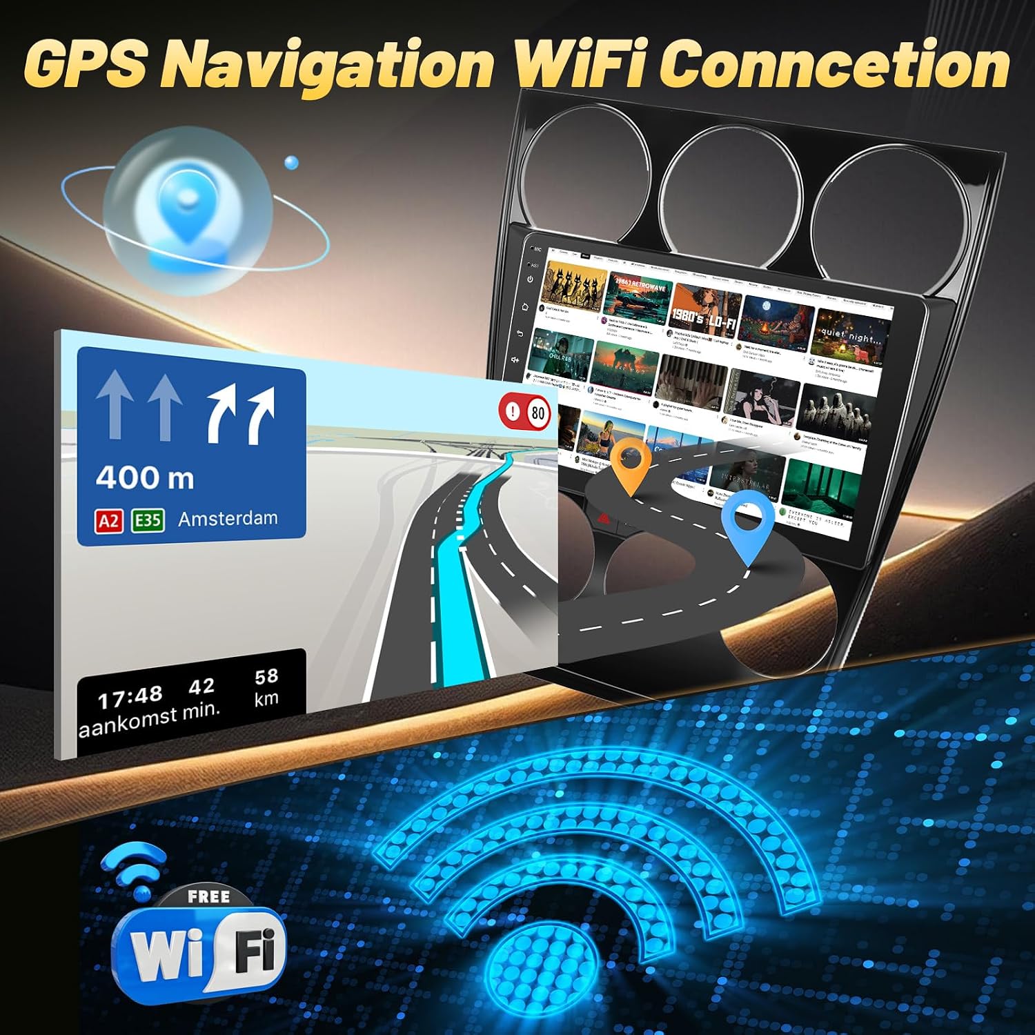 2+64G Car Radio Stereo for Mazda 6 2002-2008 - Wireless Carplay & Android Auto - 9 Inch Android Touchscreen with Equalizer, WiFi, GPS Navigation, FM RDS, AHD Rear View Cam