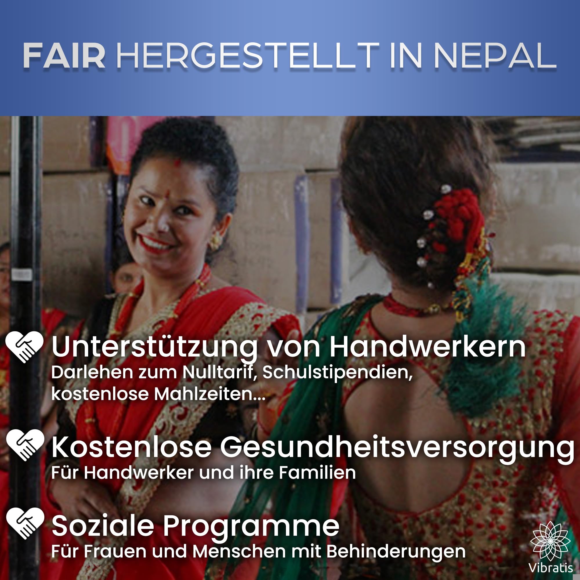 VIBRATIS Tibetische Klangschale – Handgefertigt in Nepal – Halschakra Klangschale mit Kissen & Holzschlegel – Meditation & Entspannung