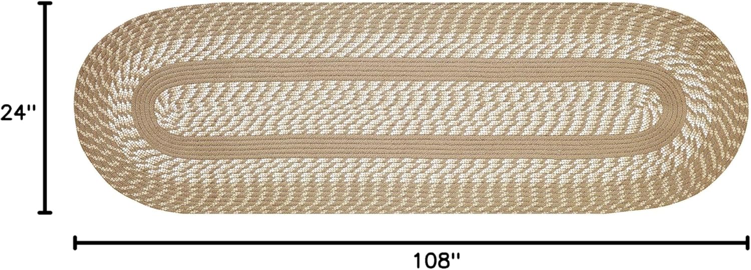 Better Trends Runner Braided Rugs 2' X 9' Area Rug Tan 100% Polypropylene Stain Resistant, Reversible, Durable, Indoor Utility Rug, Decor for High Traffic Areas Kitchen Entryway, Living Room