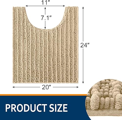 Miniatura 2 de Smiry Alfombras de Baño en Forma de U de 24x20, Alfombras de Contorno de Baño de Felpilla Extra Suaves y Absorbentes con Parte Posterior