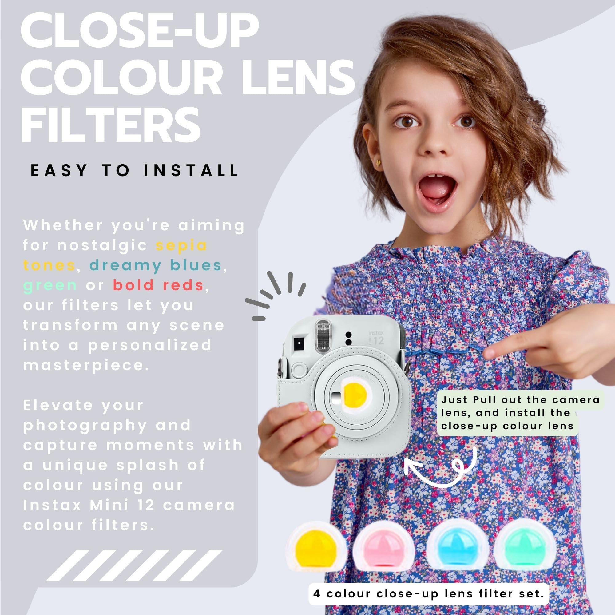 Clikoze Instant Camera Bundle with Fujifilm Mini 12 Clay White Camera, Fujifilm 40 Shot Mini Film, Clikoze Mini 12 Case - Image 3