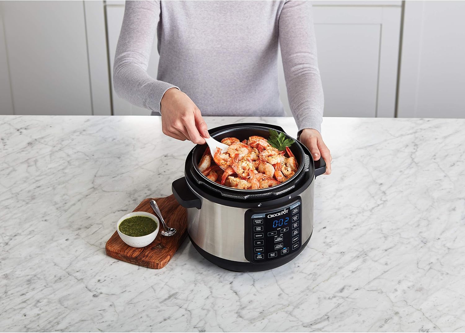 Crock-Pot 4-Quart Multi-Use MINI Express Crock Programmable Slow Cooker and Pressure Cooker with Manual Pressure, Boil & Simmer, Stainless Steel
