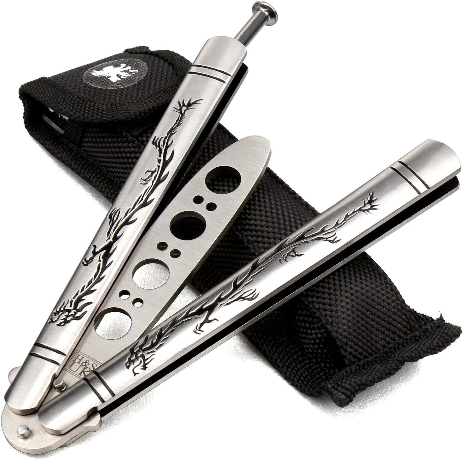 Practice Butterfly Knife Trainer - Dragon Design with Blunt Blade - Balisong Trainer Knife - Only for Training - Can't Be Sharpened - Made From Stainless Steel - Not Real Blade