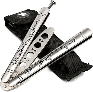 H&S Practice Butterfly Knife Trainer - Dragon Design with Blunt Blade - Balisong Trainer Knife - Only for Training - Can't Be Sharpened - Made From Stainless Steel - Not Real Blade
