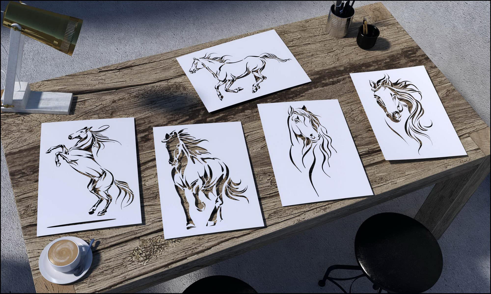 Horse Stencils, Large Format Wall Art Painting Stencil, Reusable Plastic Decoration Template (Horse-9, M) - Image 4