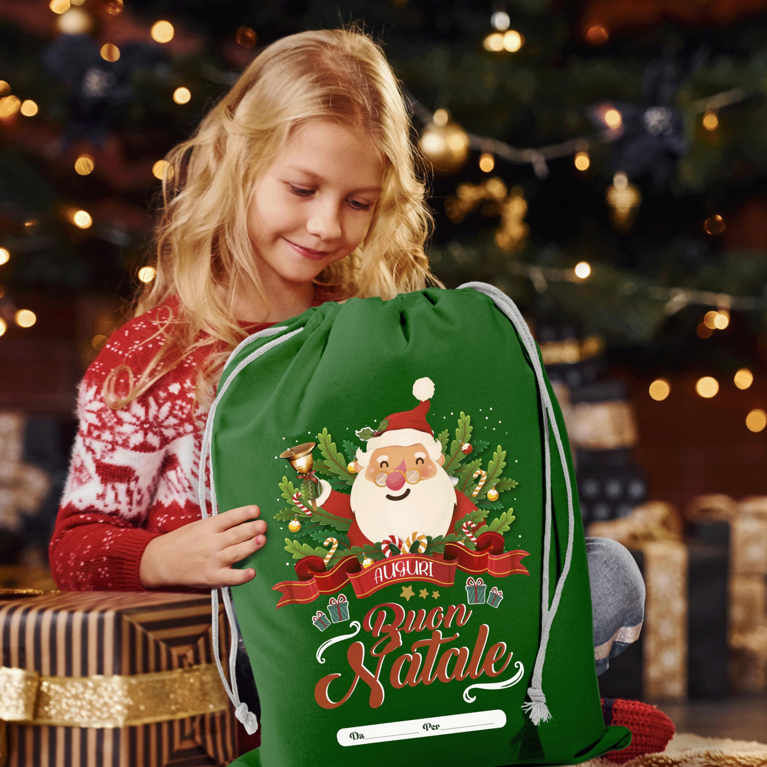 Großer Weihnachtsmannsack aus Jute XXL – Maxi-Tasche 70 x 50 cm mit Kordel für Weihnachtsgeschenke – originelle Geschenktaschen – originelle Weihnachtstüte