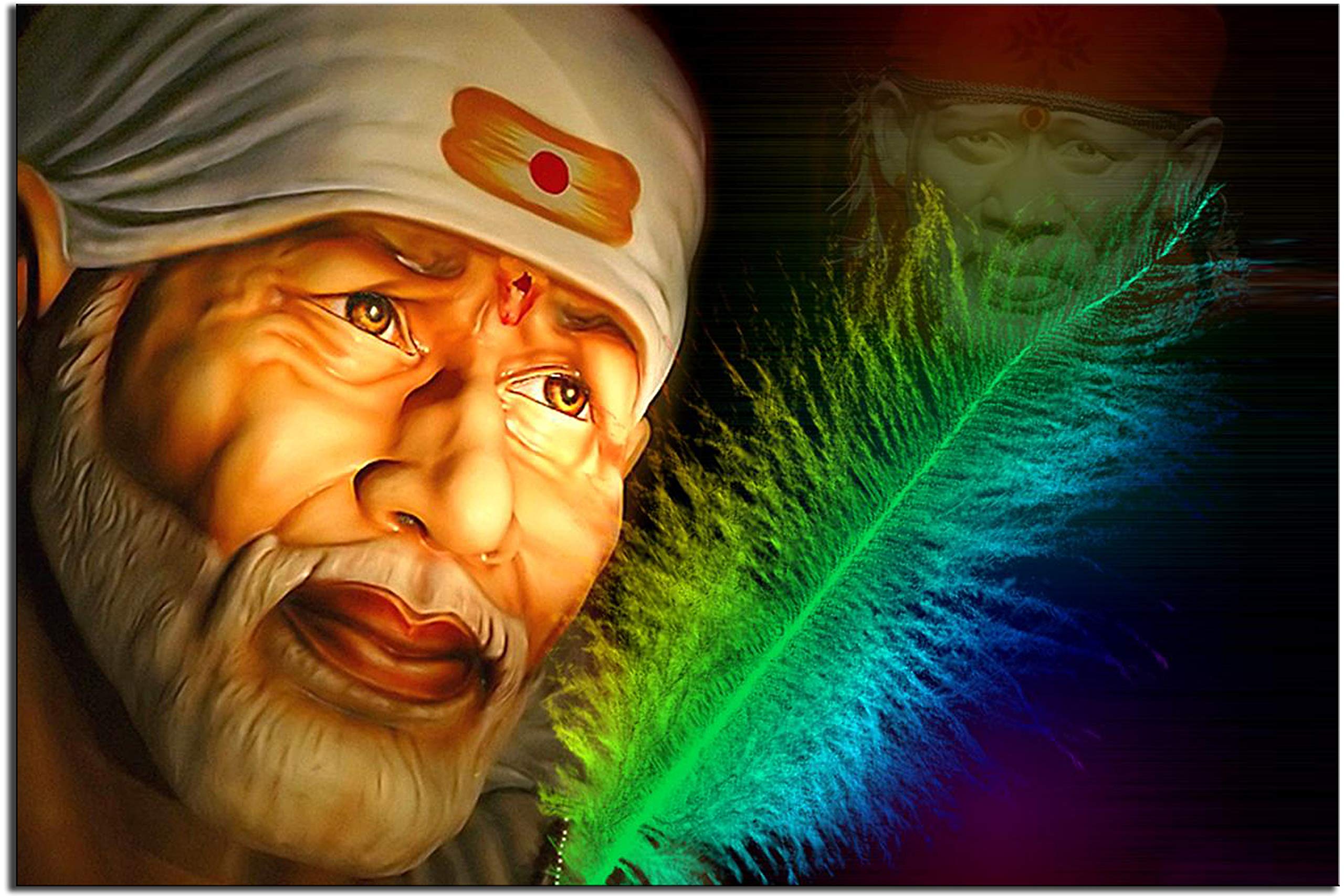 wallpics® Sai Baba Jumbo Large Size Poster Waterproof Vinyl Sticker for Home Decor,Office, Hall,Living Room,Bedroom,Kids Room (36X24)