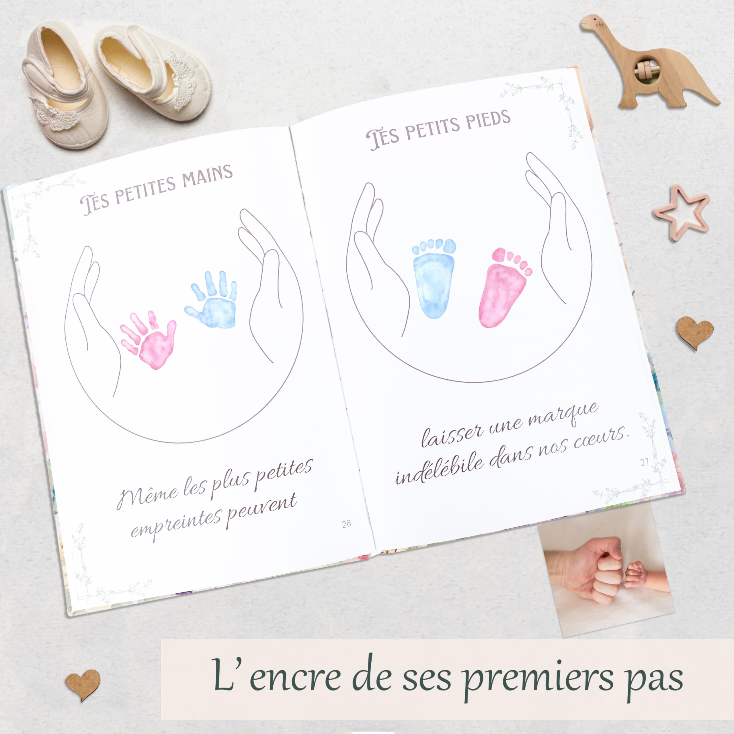 Livre de naissance bébé 90 pages Album Souvenir Personnalisé pour Capturer les Premières Années I Cadeau de Naissance Fille & Garçon I Cadeau bebe pour capturer les Moments Précieux