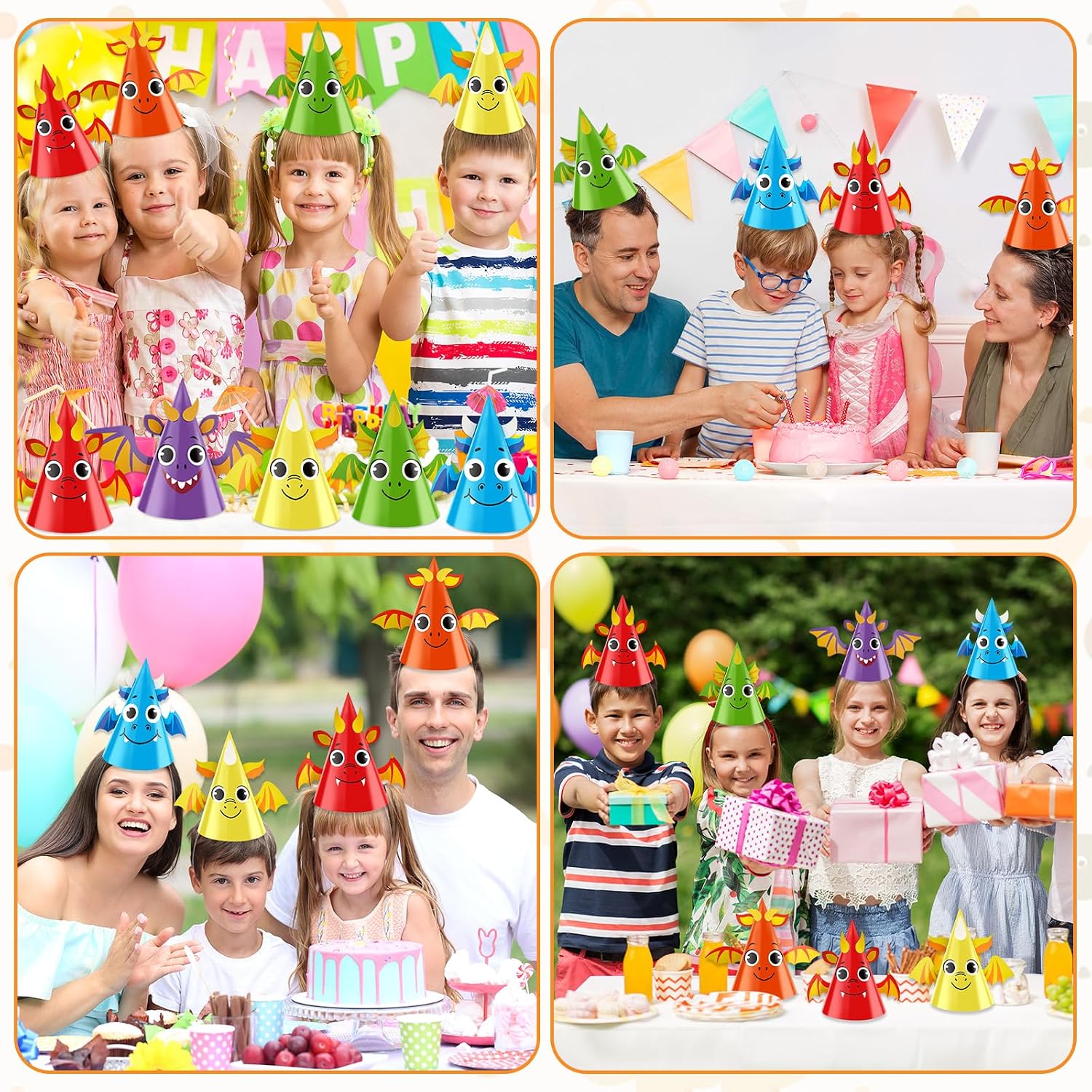 24Pcs Dinosaur Paper Hat Dragons Knight Party Hat Decor Medieval Photo Prop