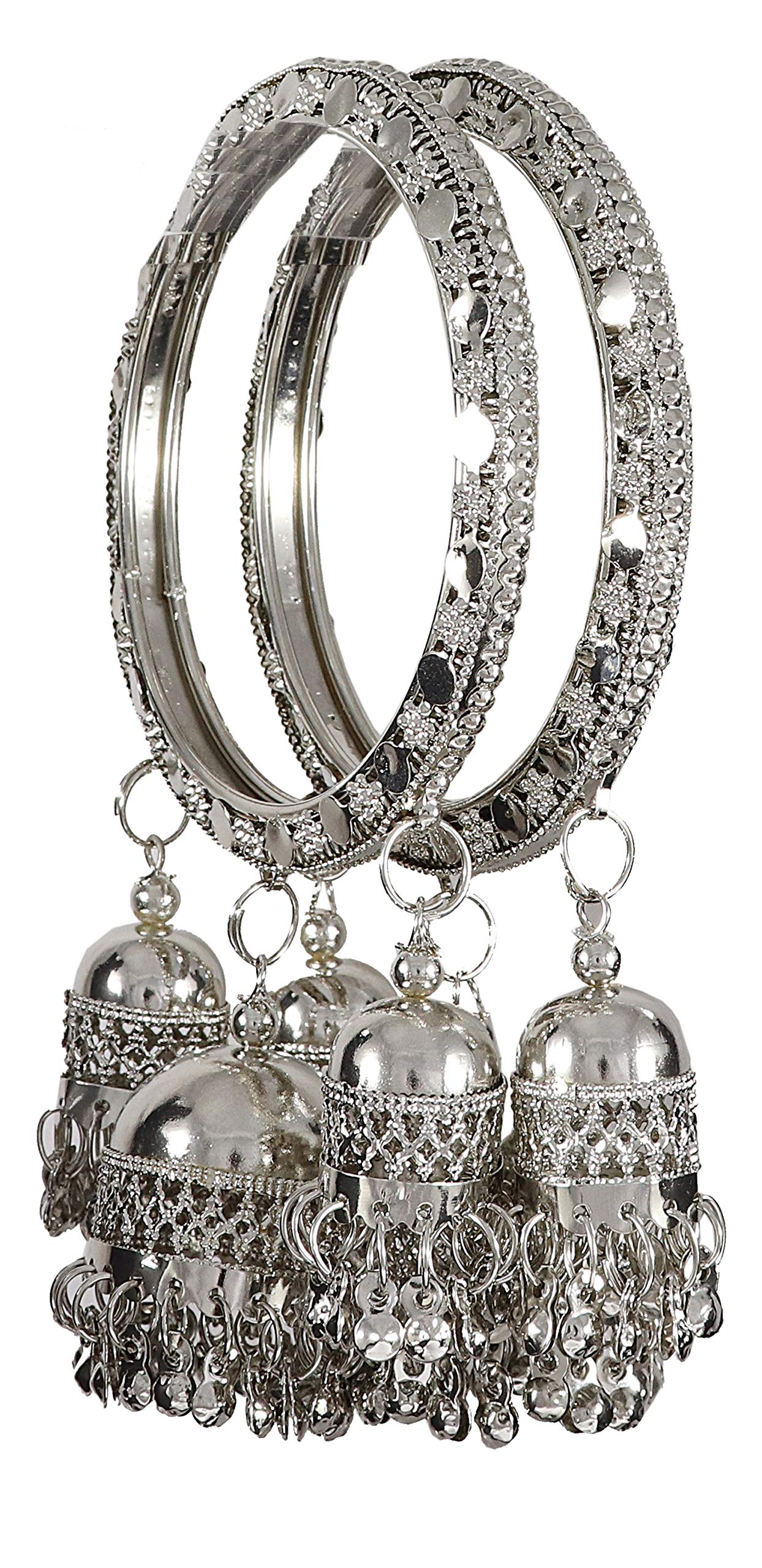Shubh Adarsh Metal/Alloy Bangle/Kada Set with Latkan (Jhumki) for Girls & Women(Silver-2.6) (B08PFQLWHC) Amazon Price History, Amazon Price Tracker