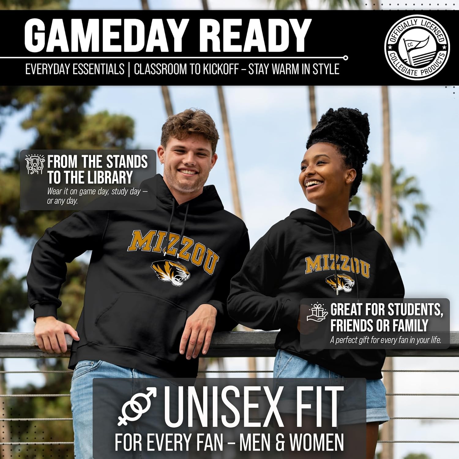 Campus Colors Long Sleeves NCAA Adult Arch & Logo Gameday Unisex Hooded Sweatshirt - Image 4