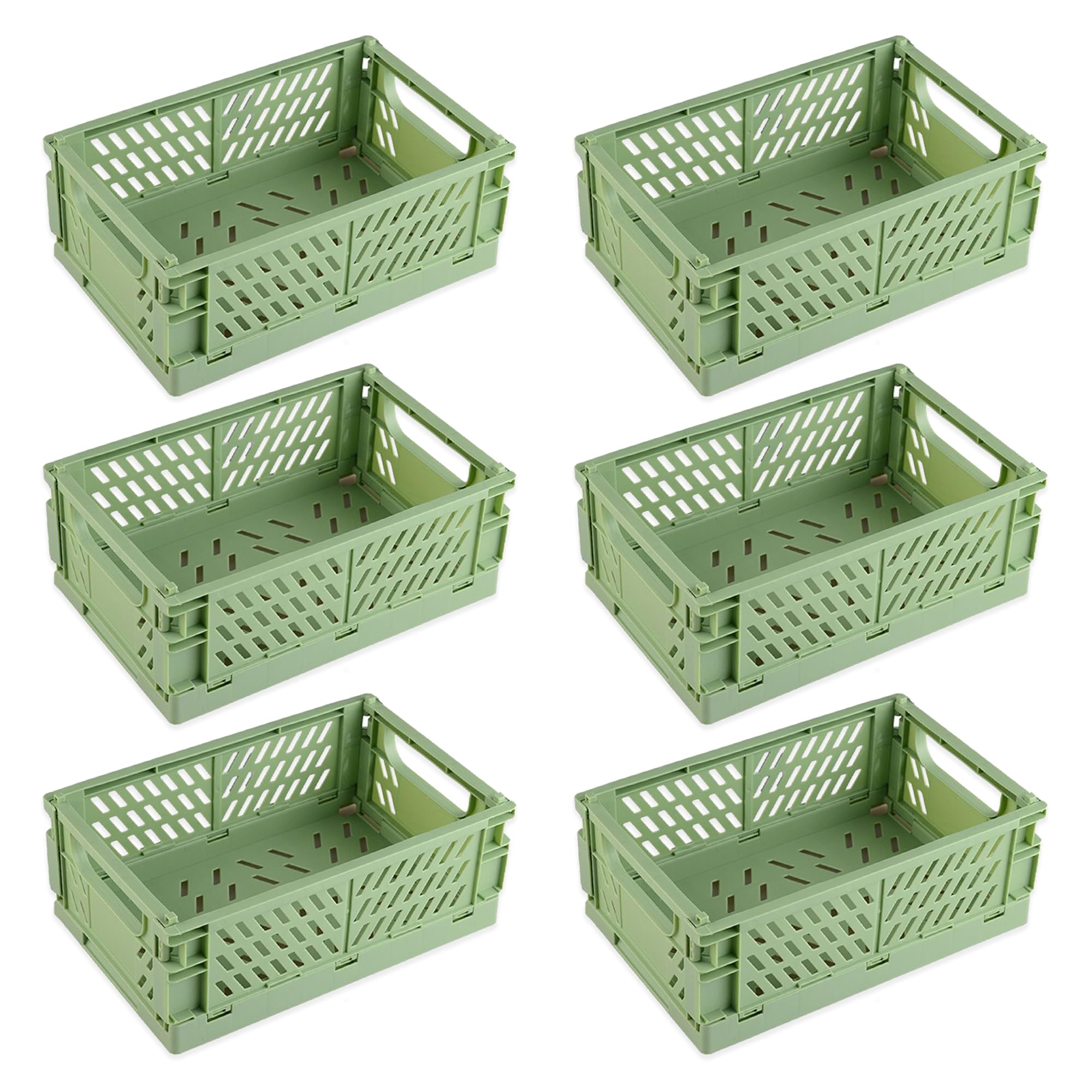 Kuber Industries Green (Set Of 6) Small & Rugged Plastic Basket For Storage - For Kitchen, Makeup, Toiletries & Bathroom Items