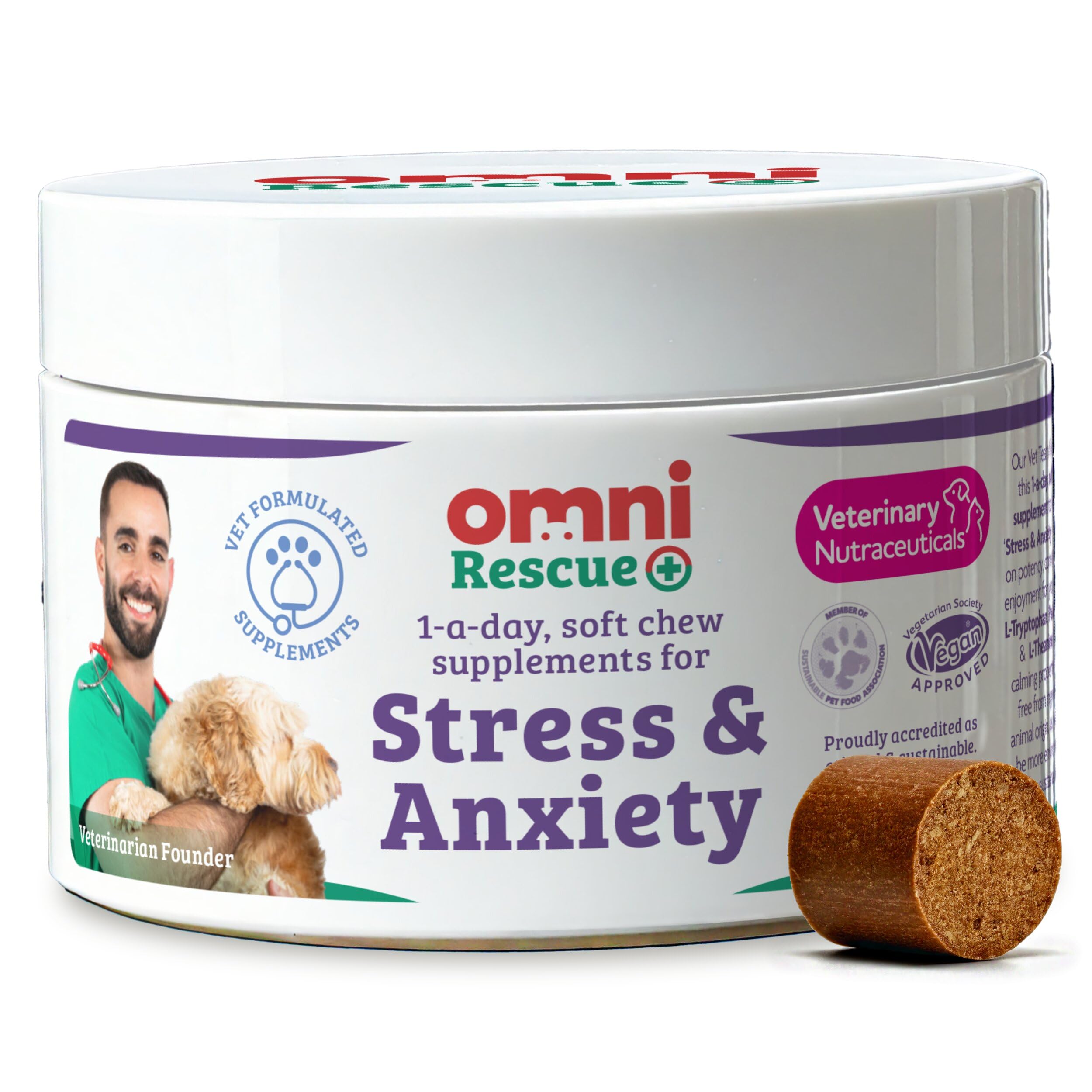 Dog Anxiety Relief Supplement - Dragons’ Den Winners, One-a-Day Supplements for Dogs, Aids Stress and Anxiety with L-Tryptophan L-Theanine for Calming, 30 Servings, Small Dog 0-15Kg
