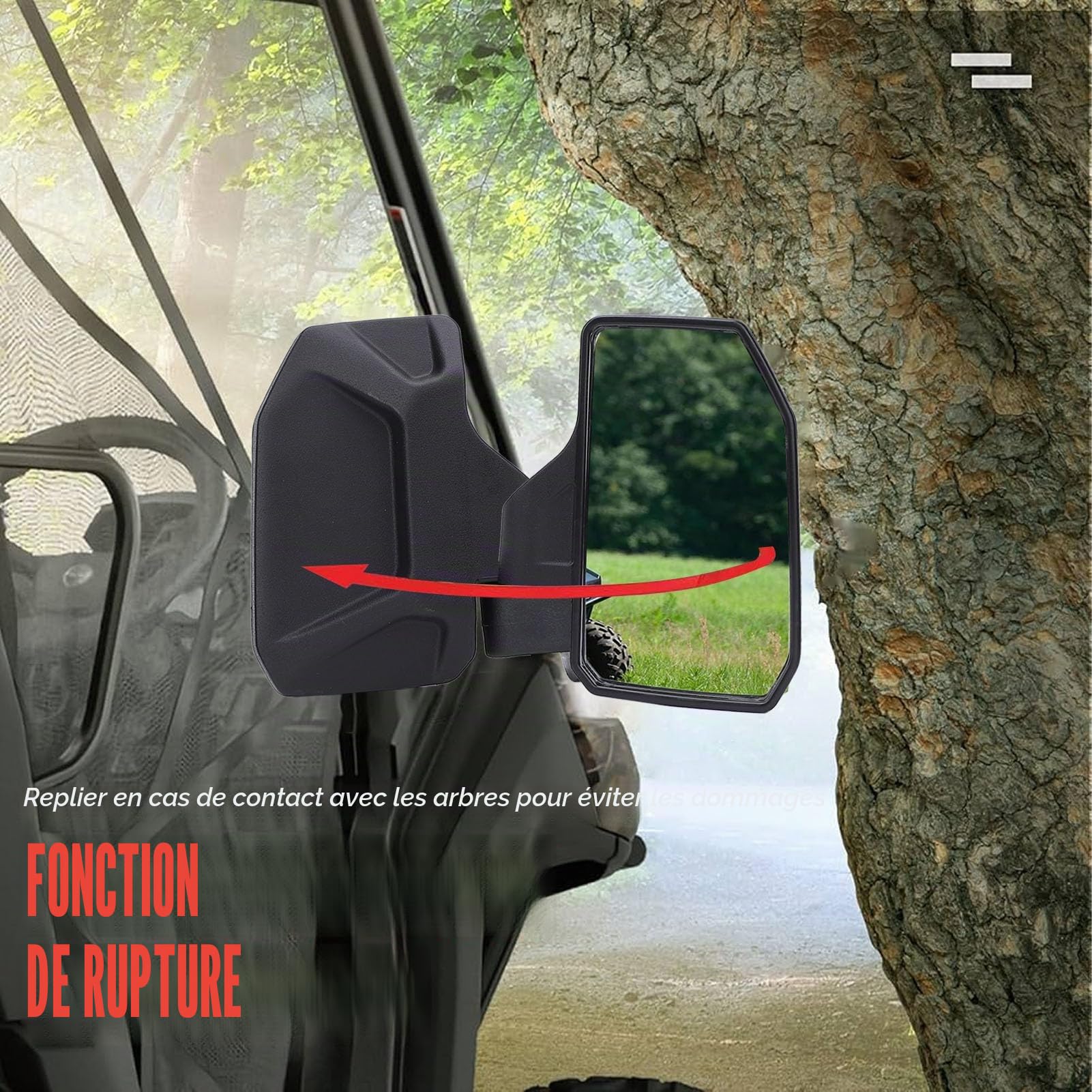 Rétroviseur Latéral UTV Pliable avec visibilité Claire – Rétroviseur Réglable pour XP 1000, Turbo, Pro 900 et Autres Types D'UTV