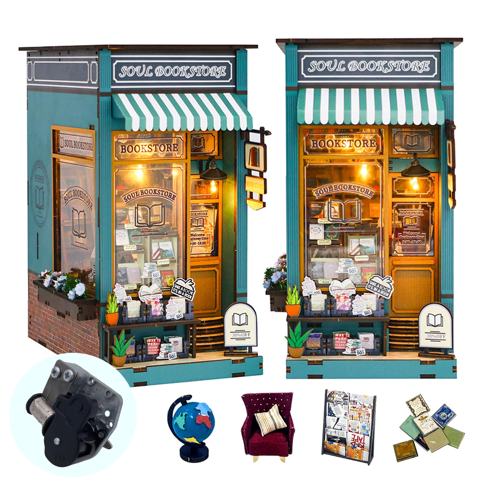 Amazon.com: RICFURPET DIY Book Nook Kit with Music Box, Wooden 3D