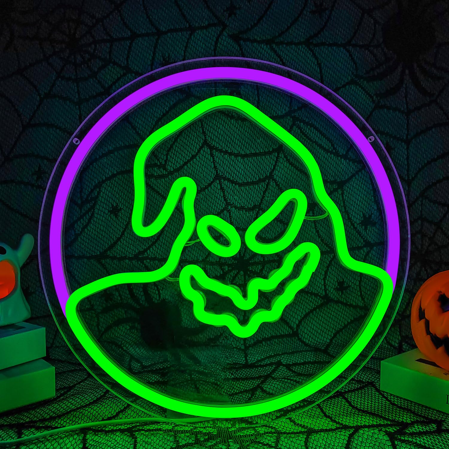 Letrero de neón de Halloween con luces de neón de Pesadilla antes de Navidad para dormitorio, letreros LED de fantasma para Halloween, Navidad, regalos de cumpleaños