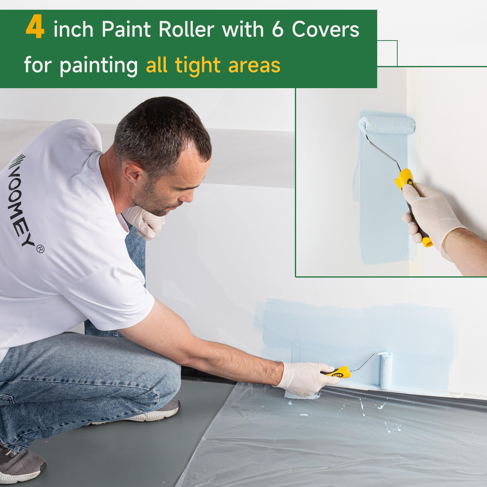 VOOMEY Kit rullo da pittura da 45,7 cm con asta di estensione da 9,7 m | Kit di pittura grande da 23 pezzi con rullo in microfibra, secchio e fodere per una copertura rapida su pareti e soffitti