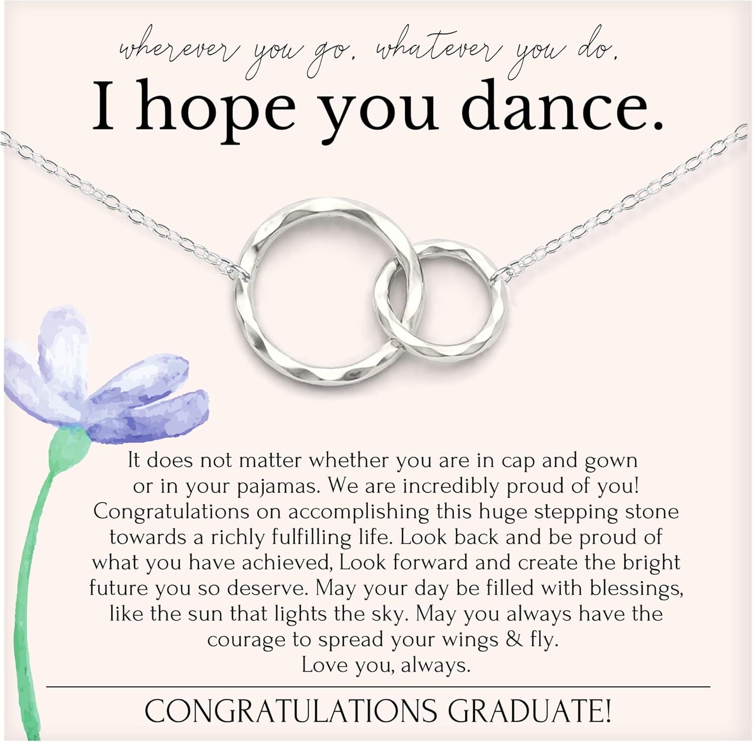 HOPE LOVE SHINE Necklace – College or High School Graduation Jewelry for Her, Best Friend Gift