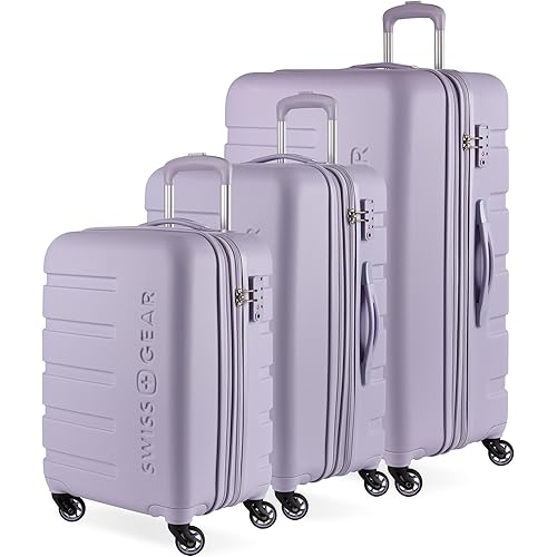SwissGear 7366 Signature Hardside Expandable Luggage with Spinner Wheels, TSA Lock, Cup-Holder, Evening Haze, 3-Piece Set (19/23/27)