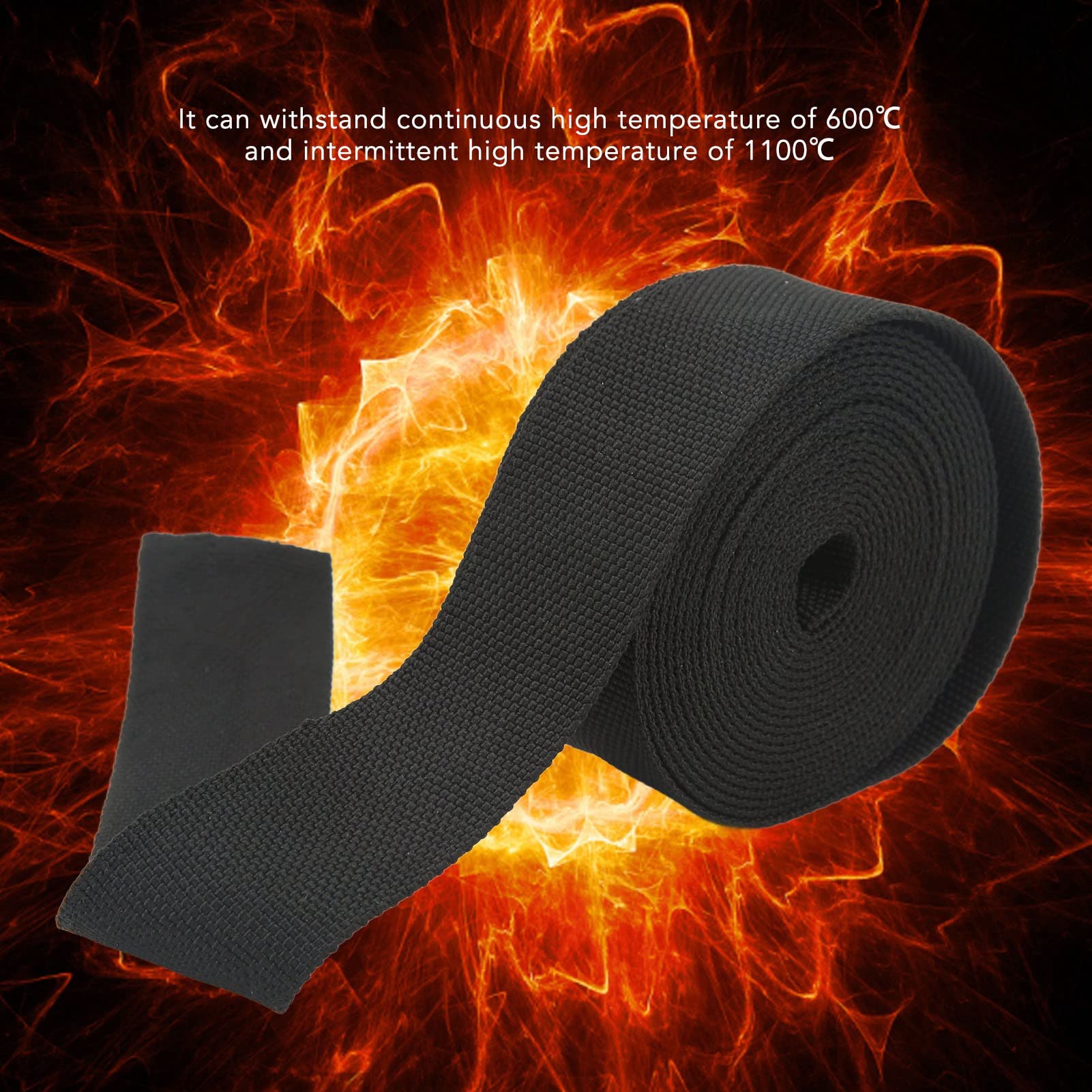 Wakects Manga Protectora Térmica de Fibra de Vidrio Funda Protectora Térmica Expandible Negra de 16 Mm para Tubería y Cable de Aceite de Automóvil 1112 °F Continuo 2012 °F Pico Fibra de Vidrio