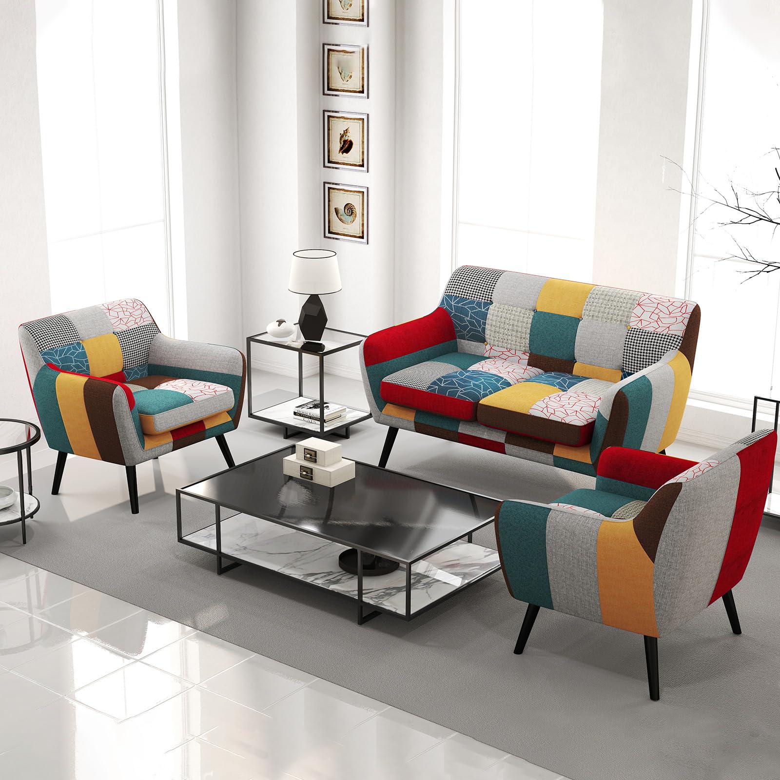 Bonzy Home Boho Fabric Sofa Set