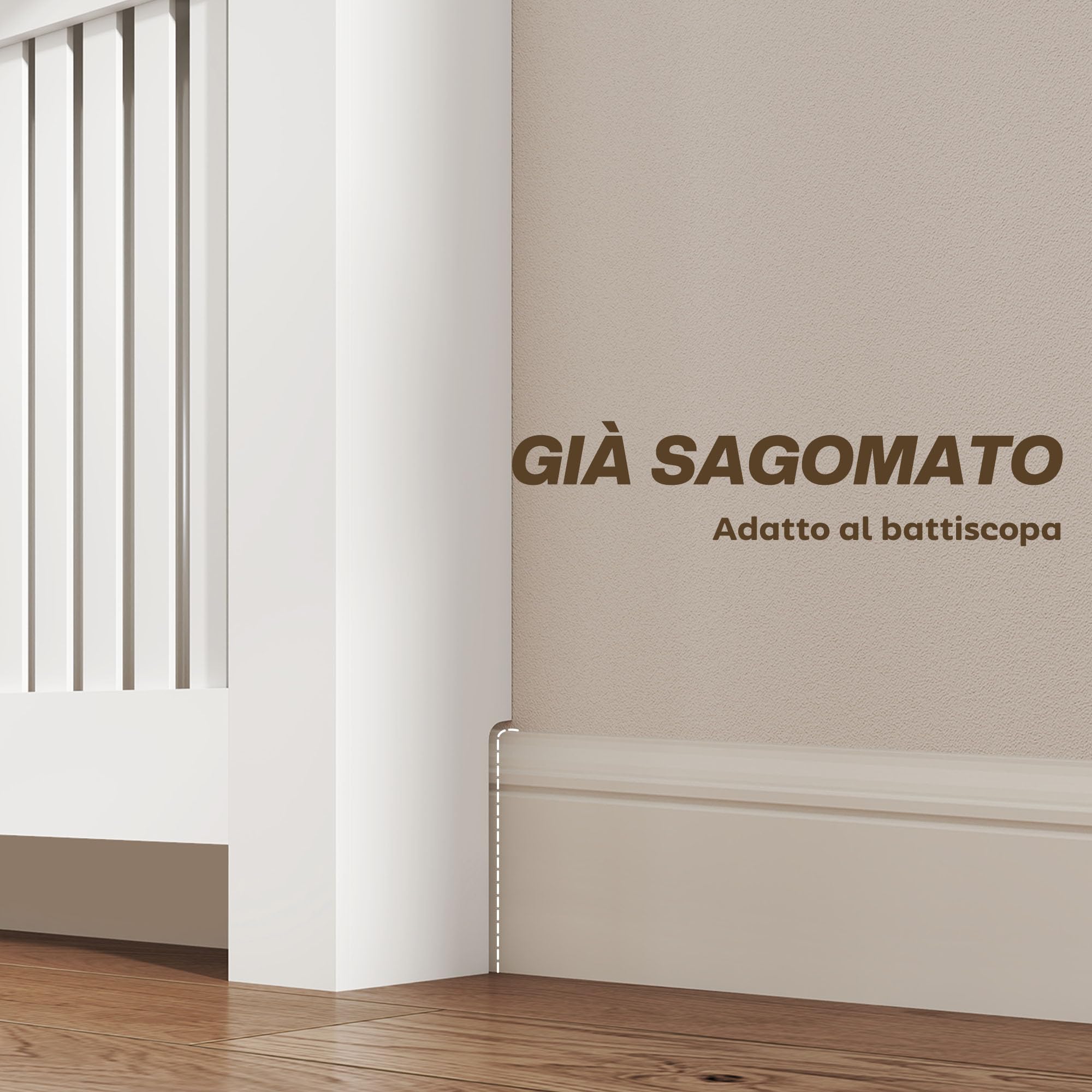 HOMCOM Copri Termosifone Moderno a Doghe Antiribaltamento con Cassetto Portaoggetti, Copritermosifone in Legno per Soggiorno, Corridoio e Ufficio, 78x19x97 cm, Bianco
