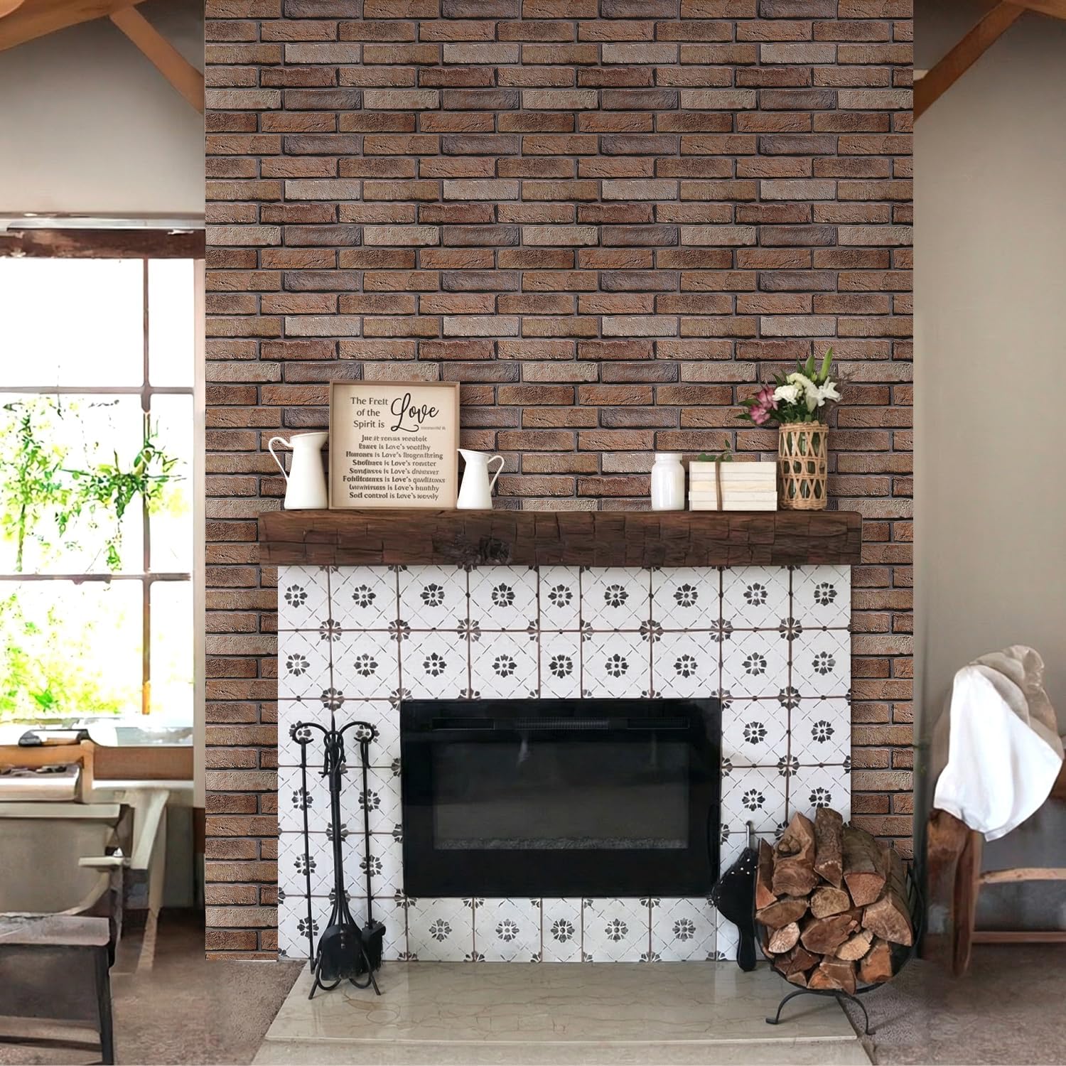 Commomy 3D Peel and Stick Brick,Ultralight Thin PVC Faux Brick Wall Panels,10 Pcs 15.74"x11.8" Fake Brick Tiles for Quick Intall Interior Kitchen,Bedroom,Living Room,RV,Not Real Brick,Not Heavy Tiles