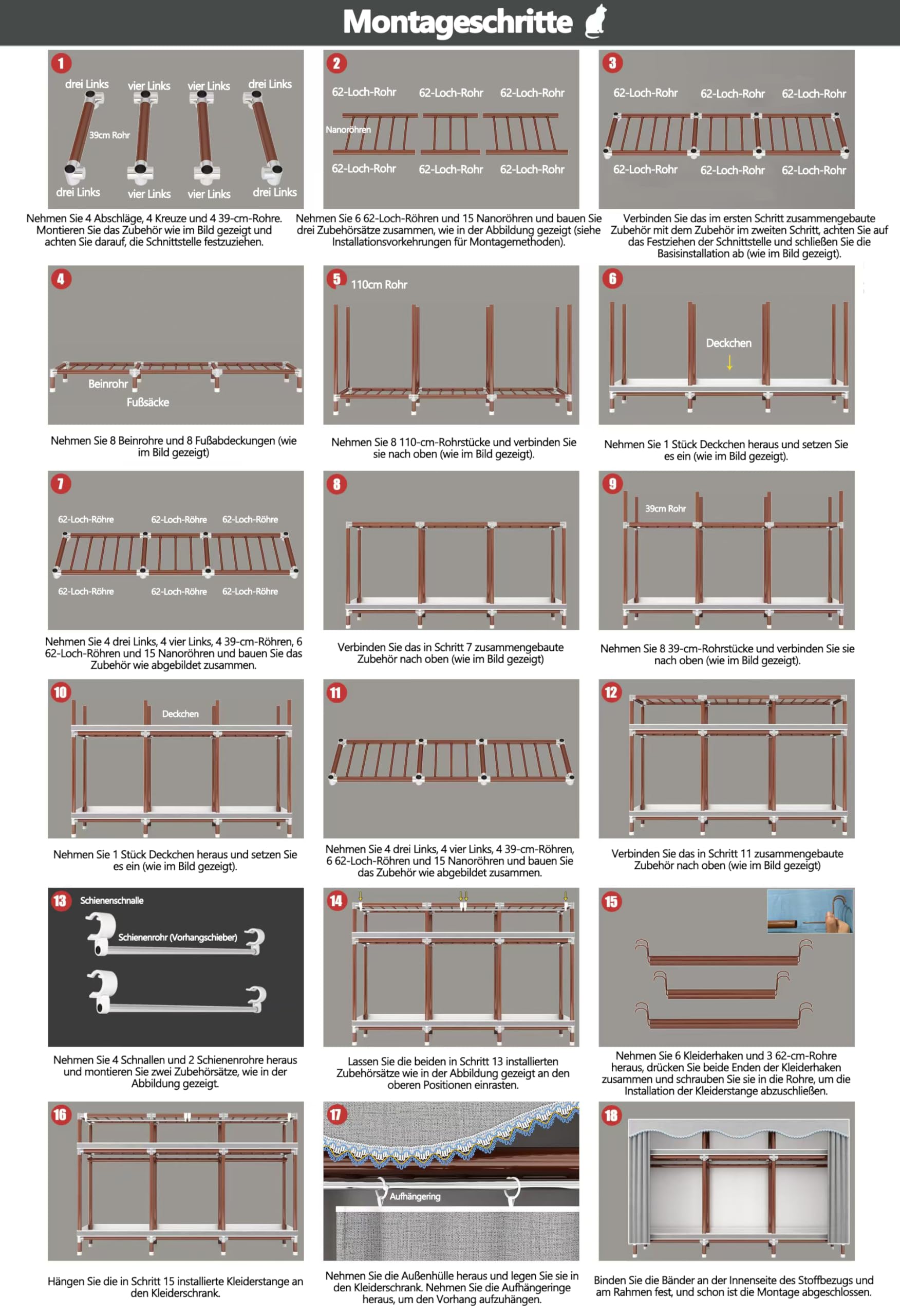 Kleiderschrank, Faltschrank Stoffschrank Stabil mit Dicker Satinstoff, 200x46x170 cm Schlafzimmerschrank mit Kleiderstange, Mobiler Kleiderschrank, Kleiderständer aus Metall, Freistehender
