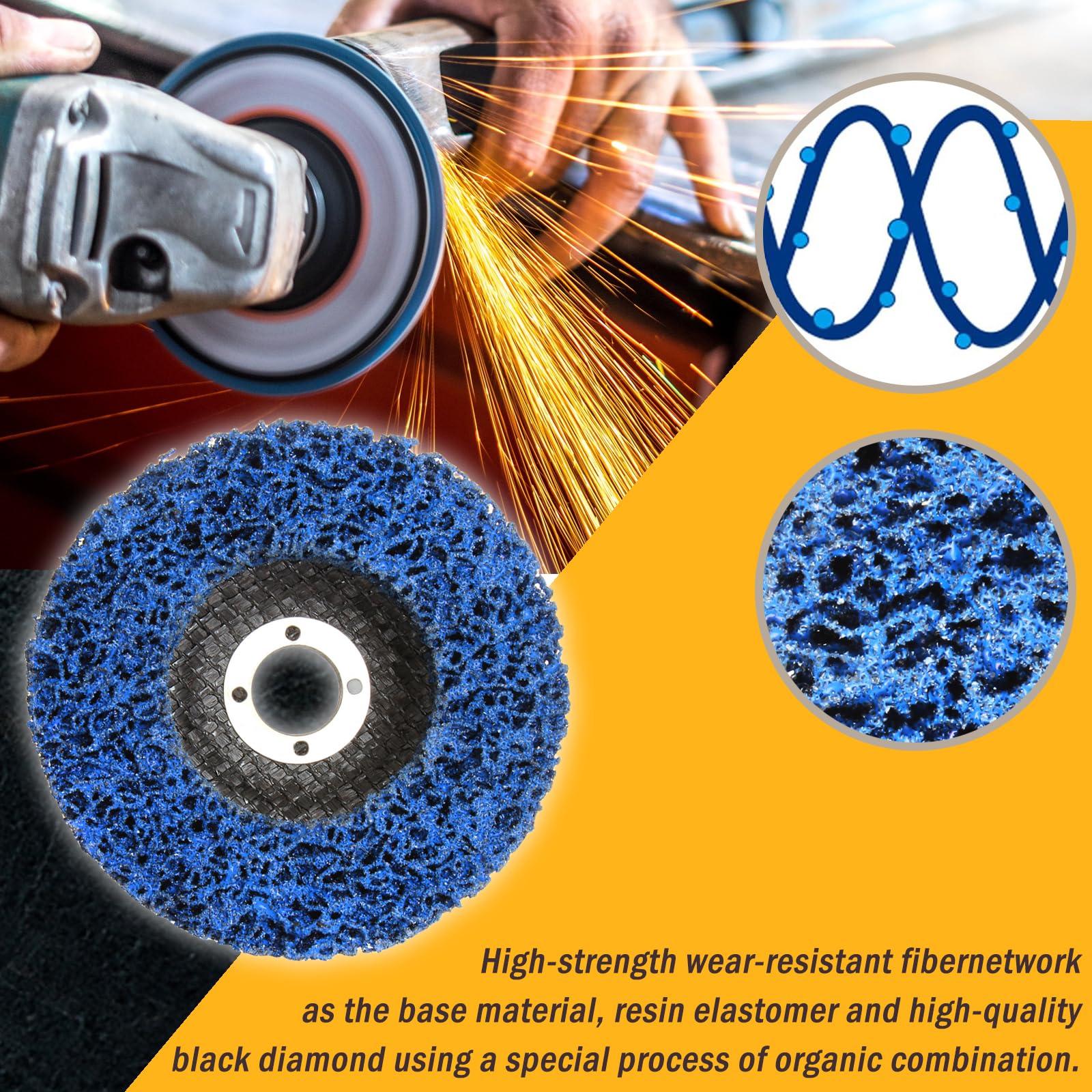 Lot De 6 Disques De Décapage 100 Mm En Poly Durable Pour Meuleuse D'angle, Nettoyer Et Enlever La Peinture, La Rouille, L'oxydation (bleu