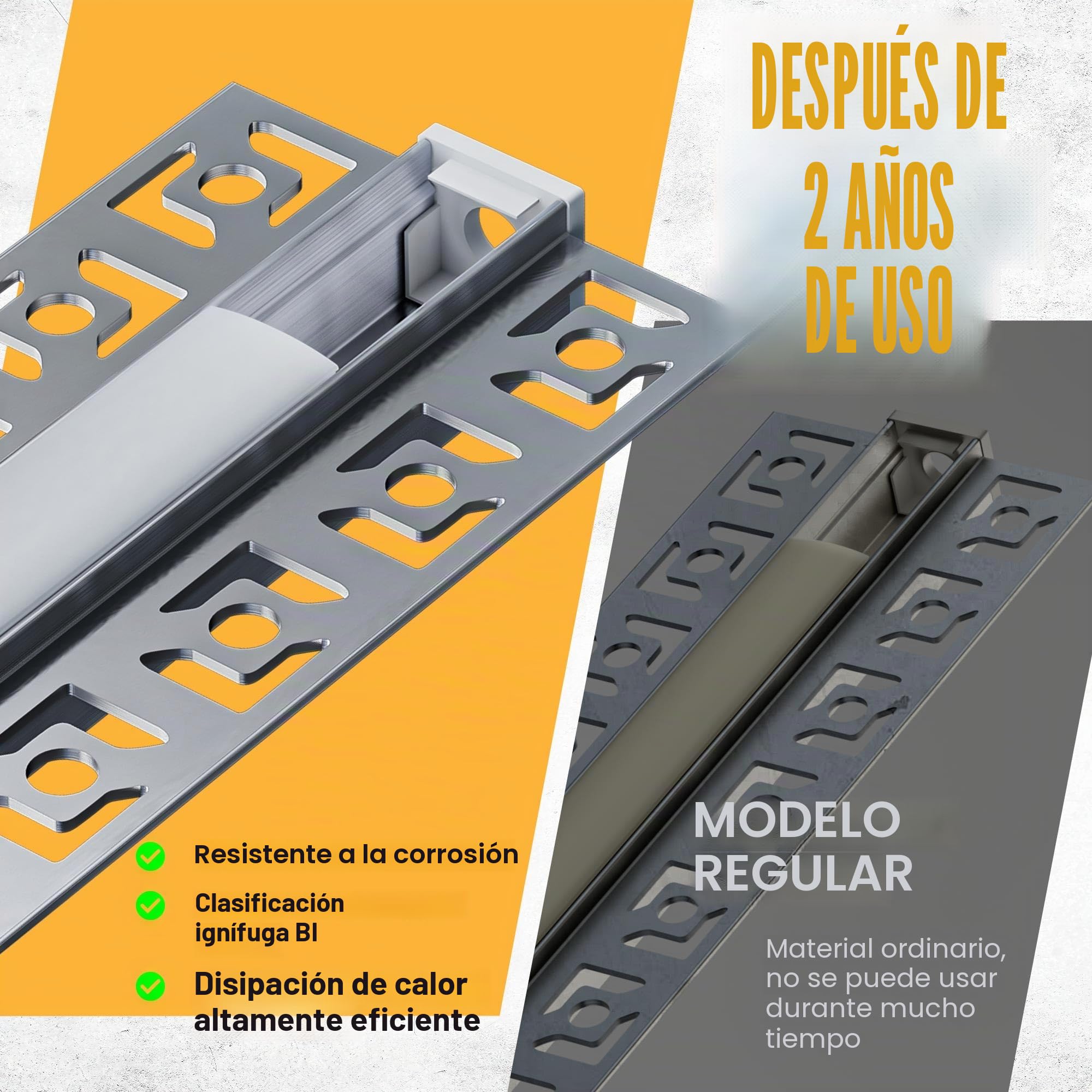 Perfil Aluminio Tira LED, 5 Piezas 2m Perfiles LED Empotrables en Cartón Yeso, Difusor y Canal LED Adecuado para Tiras LED de Hasta 12 mm - Dimensiones 55.5 x 14.9 mm (Sa03, 5*2M (total 10M))