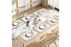 Emvency Eucalyptus Table Runner with Matching Placemats Set of 6