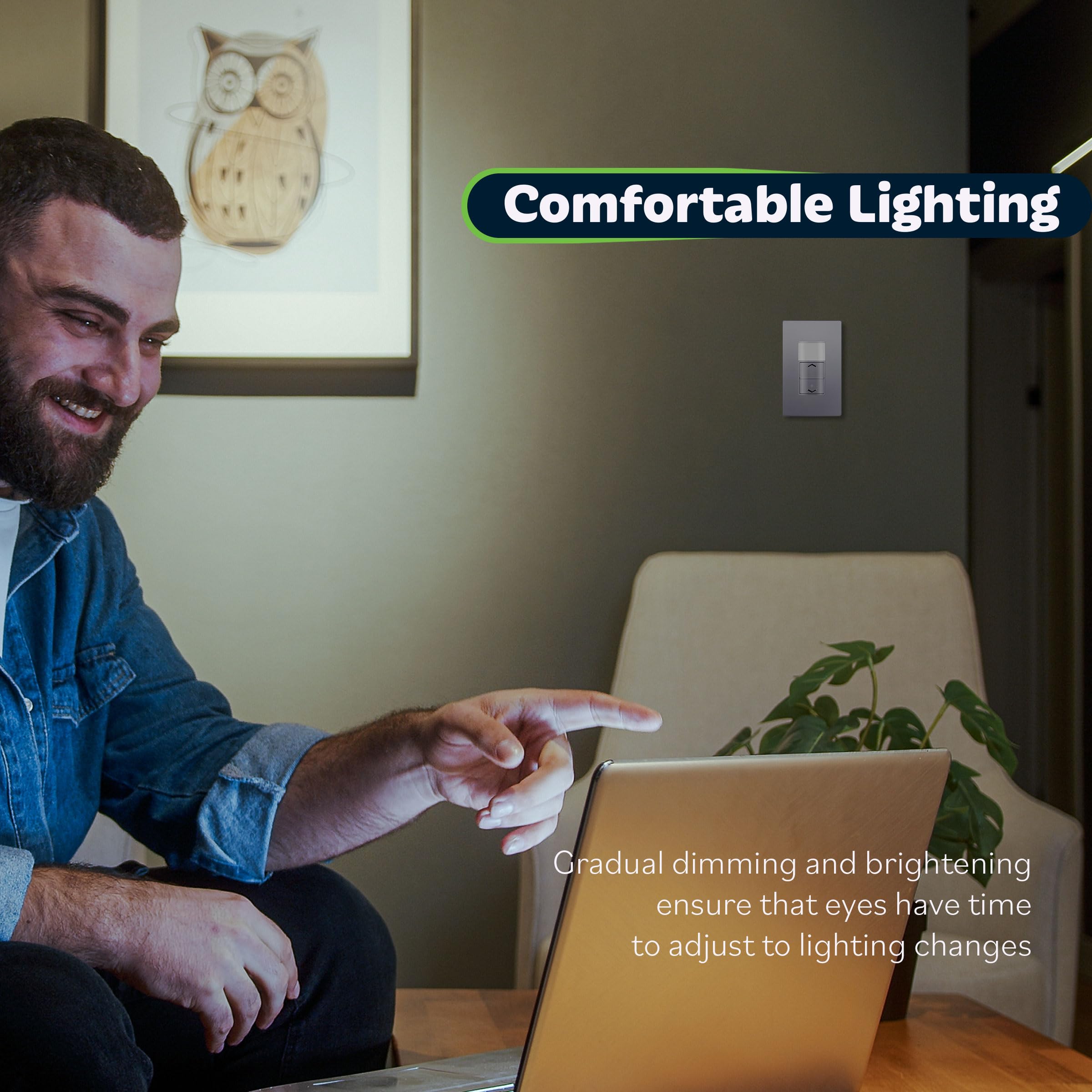 TOPGREENER Variateur d'intensité électronique avec détecteur de mouvement PIR, modes d'occupation et de vacance, LED/CFL 150 W, unipolaire, certifié UL, TDODS5-120-SV, argenté
