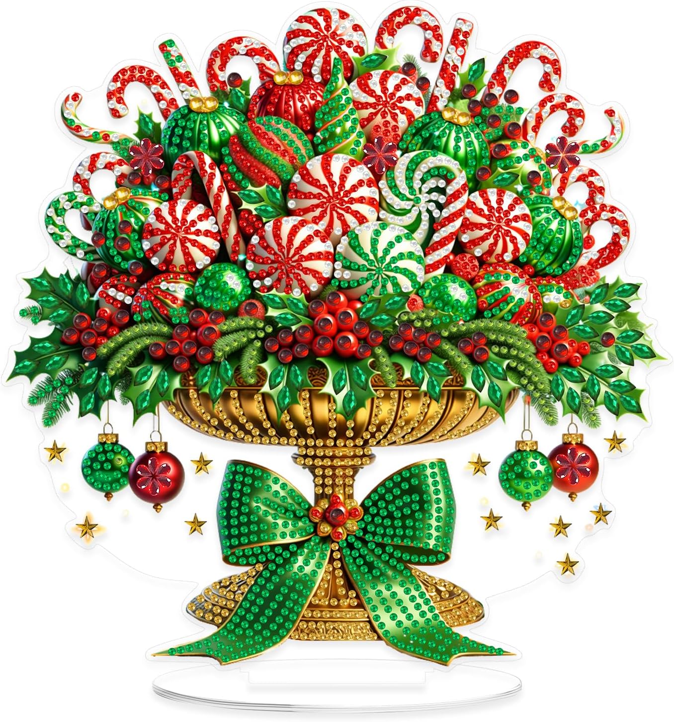 Yunzlly Christmas Diamond Art Painting Tabletop Kits, Desktop Gem Painting Ornament Kit for Adults Train Station DIY Acrylic Diamond Board Painting Gift Kit